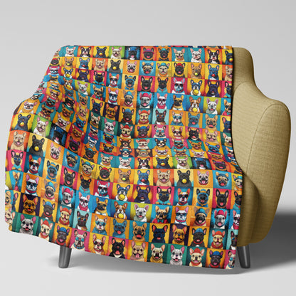 Frenchie Fleece Sherpa Blanket